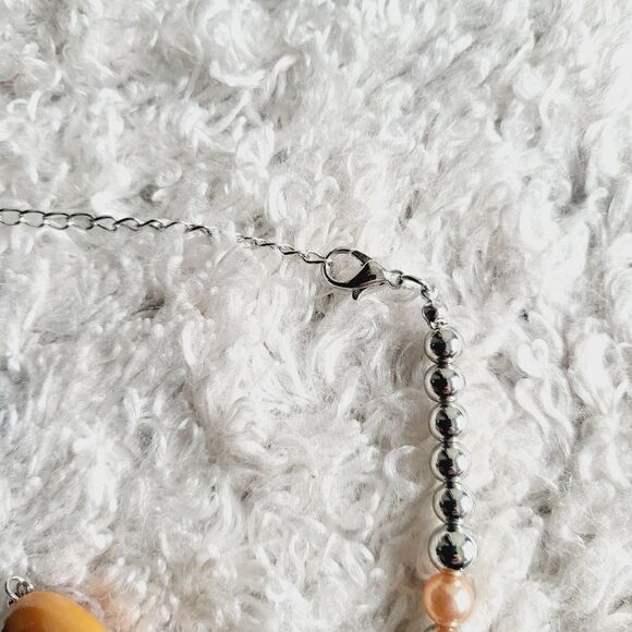 New! Beautiful neutral chunky stone necklace rust tan brown colors with earrings - Picture 8 of 8